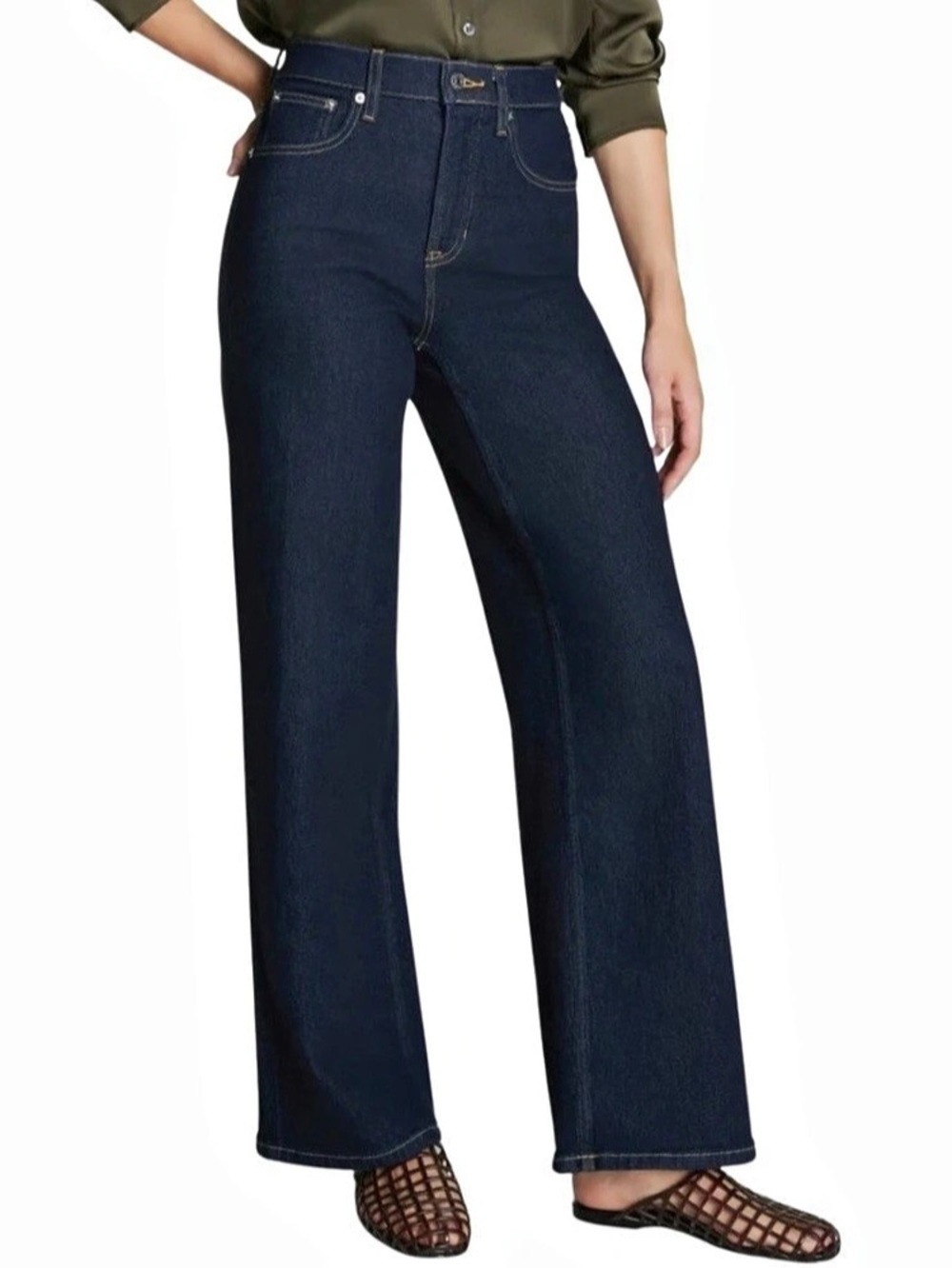 SPANXshape® Authentic 360 Wide Leg Jeans | Marina Blue (Large) - Like NEW!